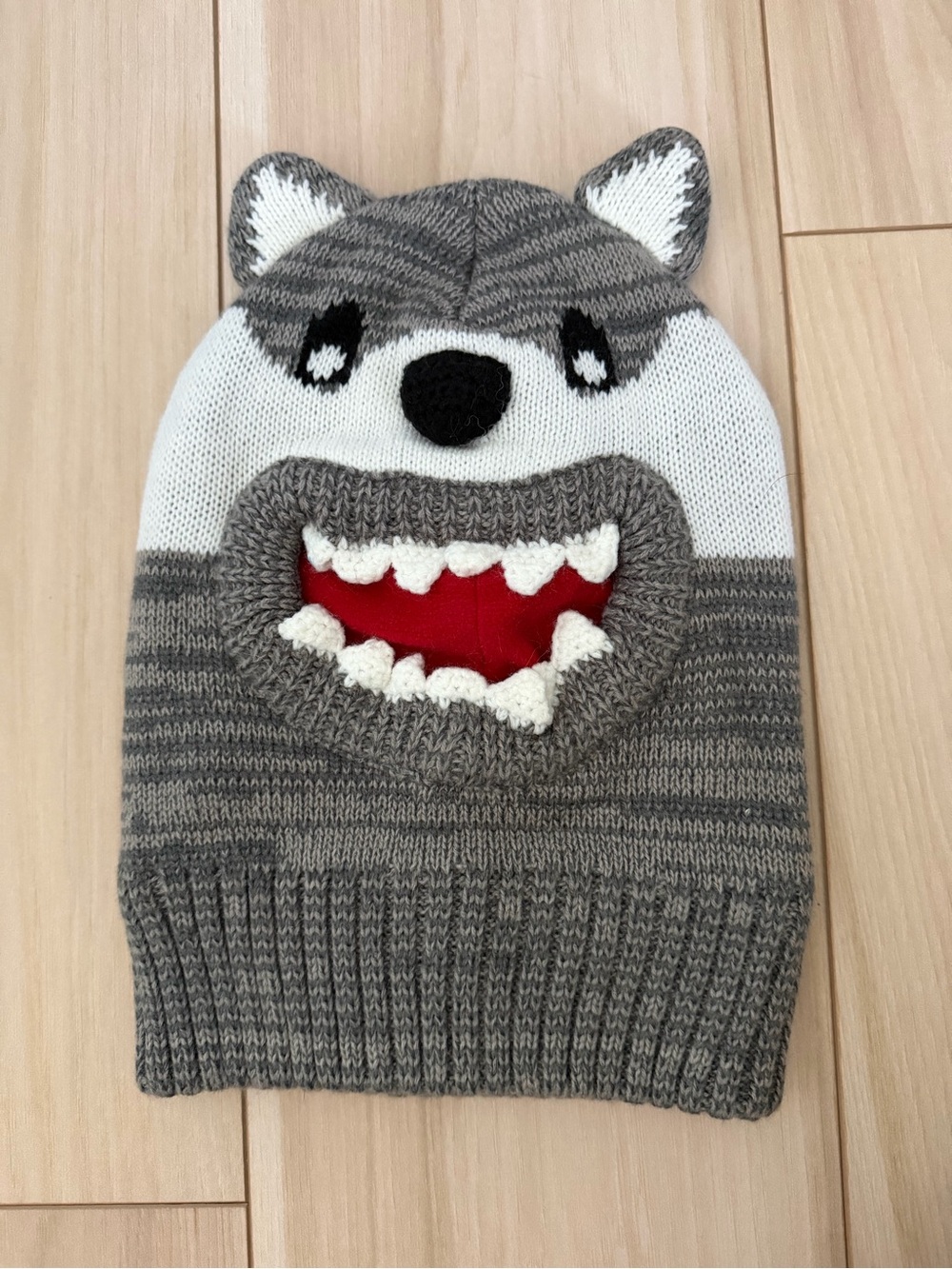 Kids Grey Wolf Knit Balaclava
